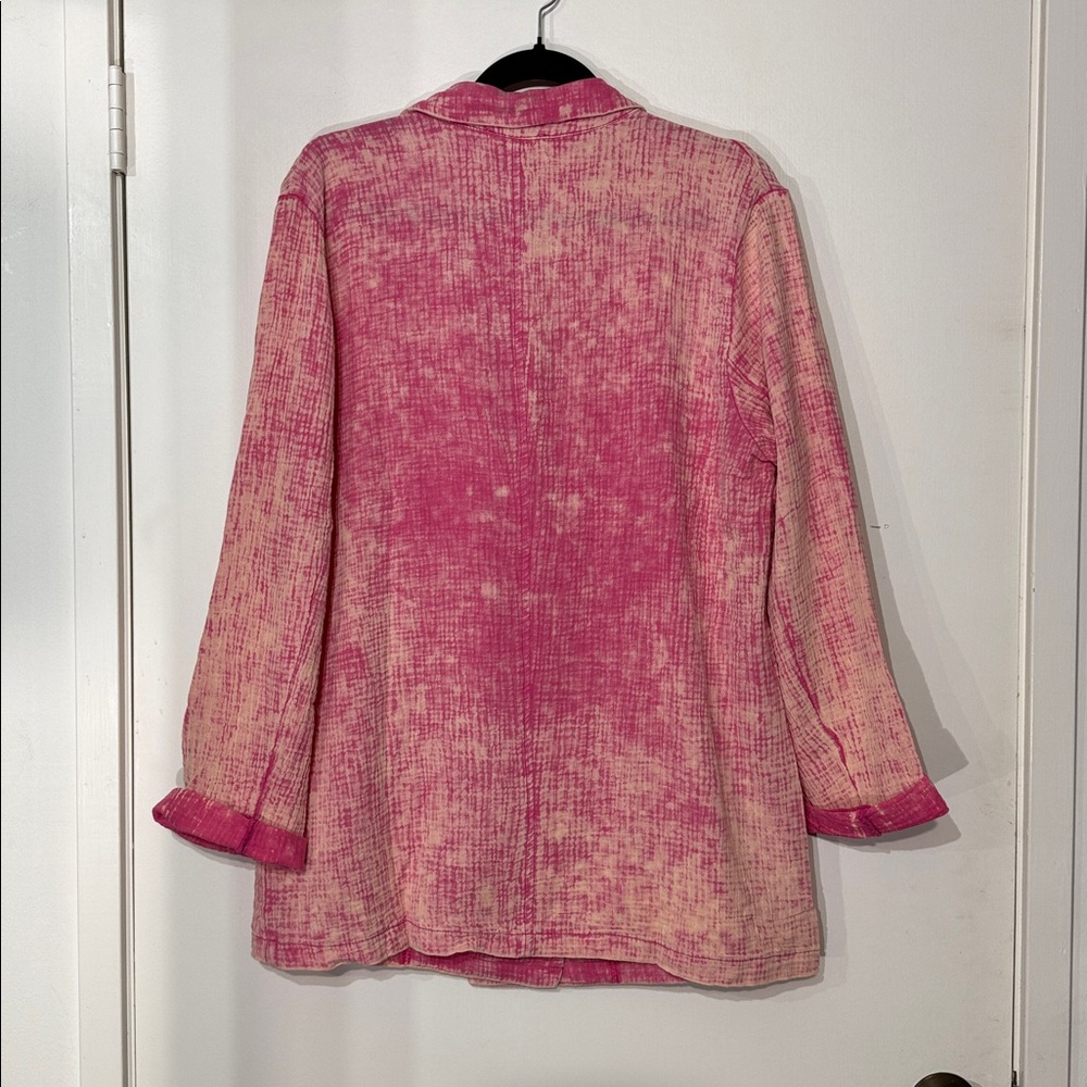 Peach Love California Waffle Textured Pink/Peach Oversized lightweight Blazer M - Picture 3 of 6